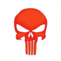 EMBLEMA CAVEIRA JUSTICEIRA 10X7 VERMELHO