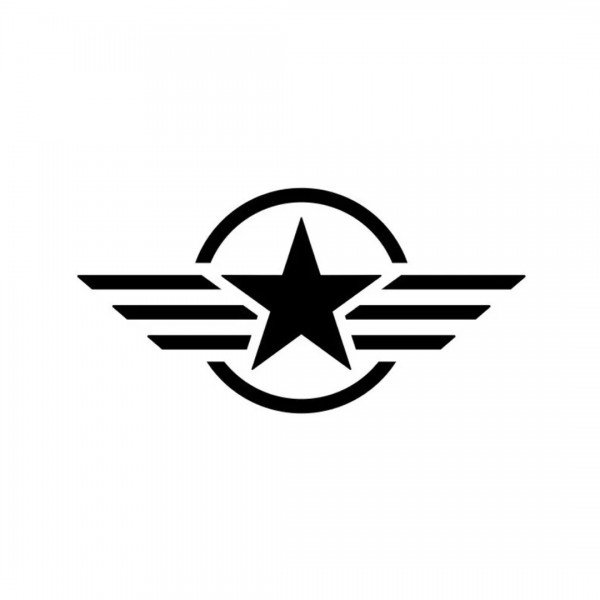 EMBLEMA ESTRELA MILITAR 19 CM X 9,6 CM PRETO SEM RESINA